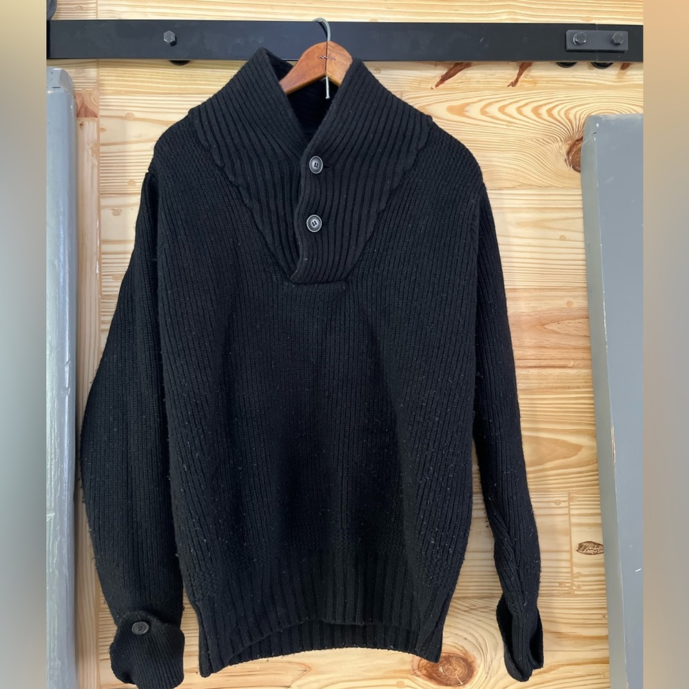 Black Cotton Cardigan Style Sweater
